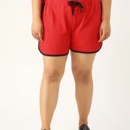 Rute Women Plus Size Red Solid Slim Fit Regular Shorts-picture-19