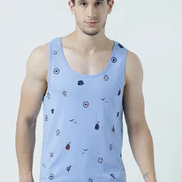 Huetrap Men Blue Printed Scoop Neck T-shirt-picture-56