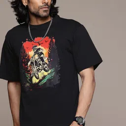 The Roadster Life Co. Printed Drop-Shoulder Sleeves Relaxed Fit T-shirt-picture-19