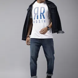 Roadster Men White Typography Printed Pure Cotton T-shirt-picture-15