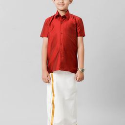 Ramraj Boys Shirt Collar Shirt & Adjustable Veshti-picture-6