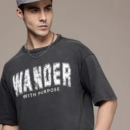 The Roadster Life Co. Typography Printed Drop-Shoulder Sleeves Pure Cotton T-shirt-picture-35