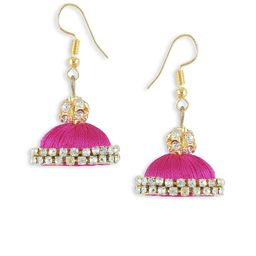 AKSHARA Pink Dome Shaped Handcrafted Jhumkas-picture-4