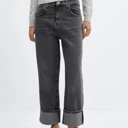 MANGO Women Wide Leg Pure Cotton Light Fade Jeans-image-35
