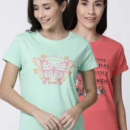 Kryptic Women Pack of 2 Printed Lounge T-Shirts-picture-22
