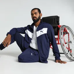 Puma Men Navy Blue & White Colourblocked Cricket Tracksuits-picture-24