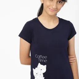 Sweet Dreams Girls Navy Blue & Pink Printed Night suit image 3