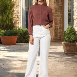 U.S. Polo Assn. Women Solid Cuffed Sleeves Top image 1