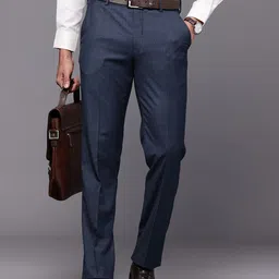 Louis Philippe Men Checked Slim Fit Formal Trousers-picture-43