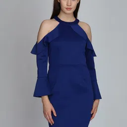 DODO & MOA Women Blue Solid Sheath Dress-image-87