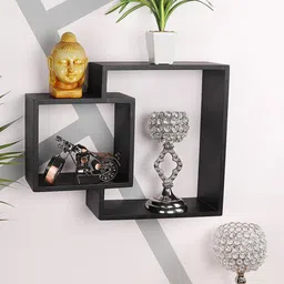 Home Sparkle Black Handmade Interconnecting Basic Wall Shelf-image-75