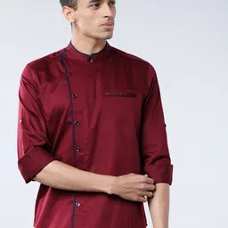 HIGHLANDER Men Maroon Slim Fit Solid Casual Shirt-picture-34