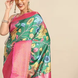 Silk Land Kalamkari Zari Art Silk Banarasi Saree-picture-36
