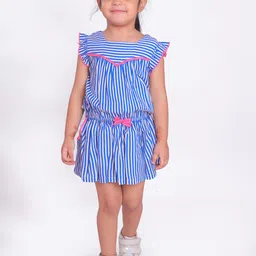 Miyo Girls Flutter Sleeve Cotton Fit & Flare Dress-picture-20