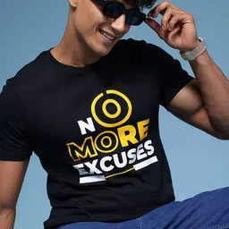 HERE&NOW Pure Cotton Typography Printed T-shirt image 1