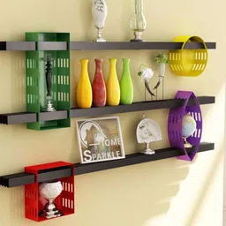 Home Sparkle Multicoloured DIY Cubic Wall Shelf-image-58