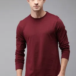 The Roadster Lifestyle Co Men Maroon Solid Round Neck T-shirt-picture-10