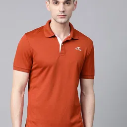 Alcis Men Rust Orange Solid Polo Collar Training T-shirt-picture-24