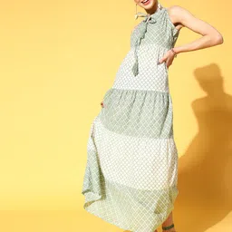 Athena Beautiful Green Ethnic Motifs Sundress-image-57