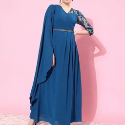 Miss Chase Embellished Georgette Maxi Wrap Dress-picture-31