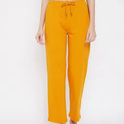 Hypernation Women Yellow Solid Cotton Lounge Pants-image-59