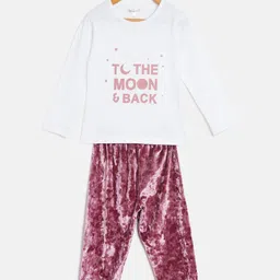 FUNKRAFTS Girls White & Pink Printed Night Suit-picture-41