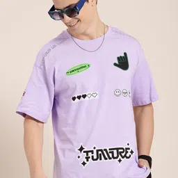 HERE&NOW Printed Drop-Shoulder Sleeves Pure Cotton T-shirt-picture-29