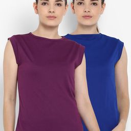 appulse Women Pack of 2 Blue & Purple Solid Round Neck T-shirt-picture-19