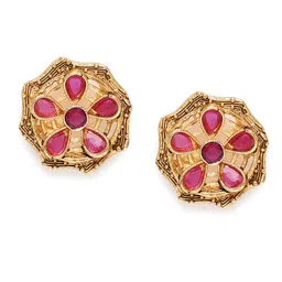 Estele Gold-Plated Floral Crystal Studs-image-7