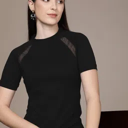 French Connection Round Neck Raglan Sleeves T-shirt-image-10