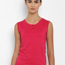 appulse Women Pink Solid Henley Neck Sleeveless Slim Fit T-shirt-picture-35