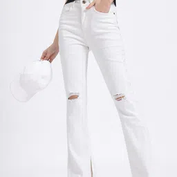 glitchez Women Shred the Spotlight Ripped Slim Flared Jeans-image-81