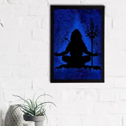 eCraftIndia Blue & Black Lord Shiva Satin Matt Texture Framed UV Wall Art-picture-42
