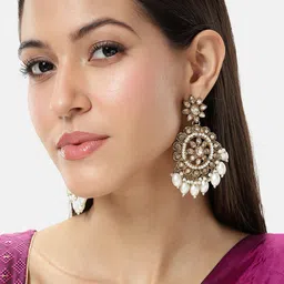 Peora Gold-Plated Crystals Circular Drop Earrings image 3