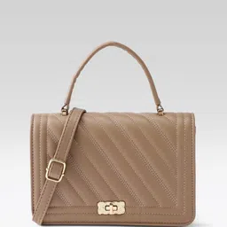 Mast & Harbour Textured Structured Satchel with Quilted-picture-45
