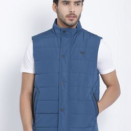 t-base Men Blue Solid Lightweight Puffer Jacket-picture-19