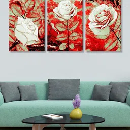 999Store 3 Piece White & Red Rose Printed Rectangle Paintings Wall Art-11.8 x 53.9In-picture-17