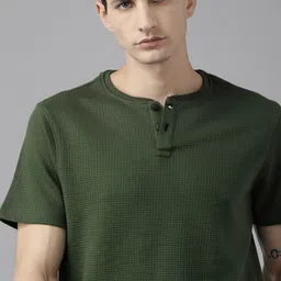 The Roadster Lifestyle Co. Henley Neck Textured T-shirt-picture-37