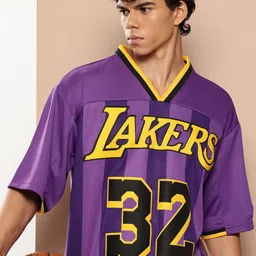 NBA Typography Printed Drop-Shoulder Sleeves Football T-Shirt-picture-10