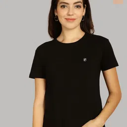 Friskers Women Black & Coral 2 Slim Fit T-shirt-image-73