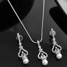 Voylla Rhodium-Plated CZ Studded Jewellery Set-picture-20