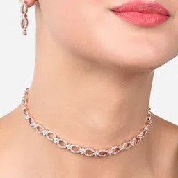 AMI Rose Gold-Plated CZ Studded Jewellery Set-image-69