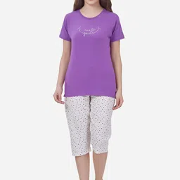 Lenissa Women Purple & White Printed Night Suit-picture-17