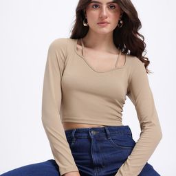 glitchez Elegant Drip Cut-Out Detail Sweetheart Neck Crop Fitted Top-picture-28