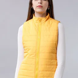 Tokyo Talkies Women Yellow Solid Puffer Jacket-picture-12