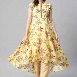 MBE Women Floral Printed Georgette Anarkali Kurta image 1