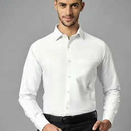 LOUIS STITCH Men Classic Spread Collar Solid Cotton Formal Shirt-picture-2