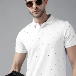 Roadster Men White Pure Cotton Printed Polo Collar T-shirt-picture-25