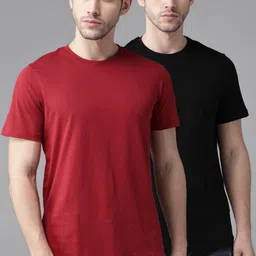 Roadster Men Pack Of 2 Pure Cotton Solid Pure Cotton T-shirts-picture-51