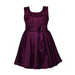 Wish Karo Girls Burgundy Printed Fit and Flare Dress-picture-17